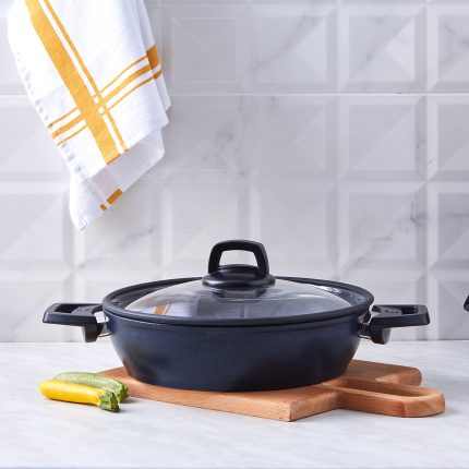 ماهيتابه درب دار 26 سانتي مشكي ( الماس ) کاراجا 9355