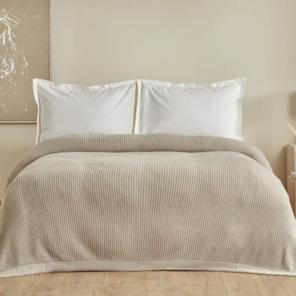 پتوي كش باف دو نفره خنك تابستاني خاكستري كاراجا هوم 6128